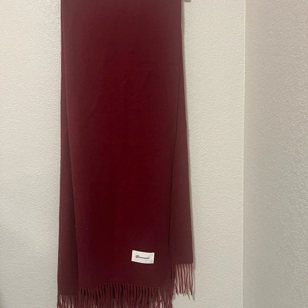 Burgundy Fringed Scarf
